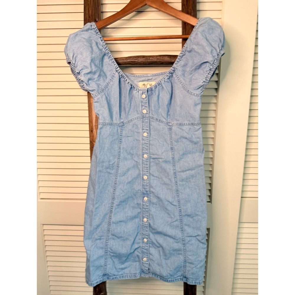 Madewell Denim Puff Sleeve Button Front Dress Light Wash Size 00‎